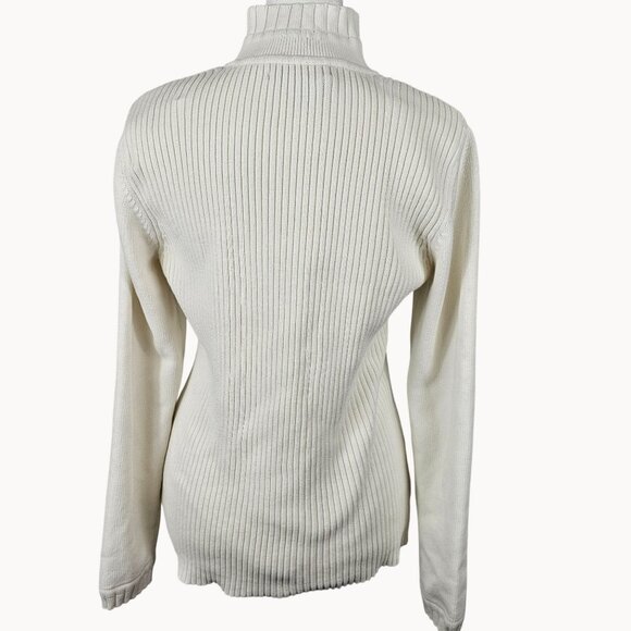 Women Knit Winter Fall Harvest Casual 3/4 Zip TurtleNeck Sweater TommyHilfiger L - Picture 5 of 15